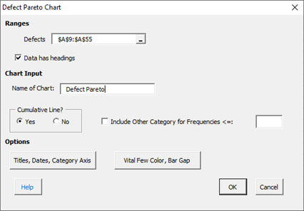 defect pareto input