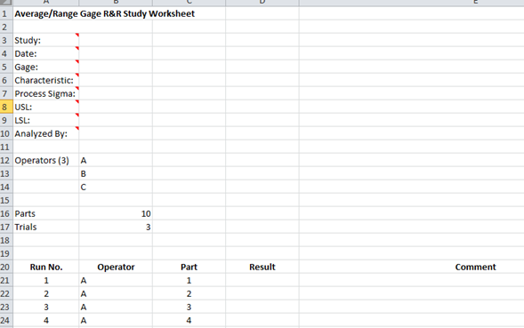 average range method blank worksheet