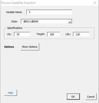 snapshot input screen