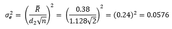 test method variance calculation