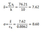 sbar and sigma calcuations