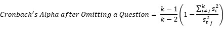 Cronbach's alpha for omitted questions