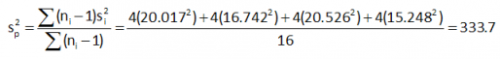 pooled variance calculations