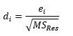 standardized residual equation