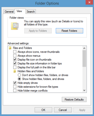 folder options