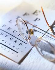 glasses on an eye chart