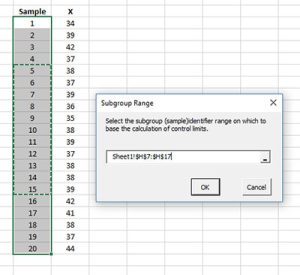 Select Range for Average and Control Limits Help – SPC for Excel